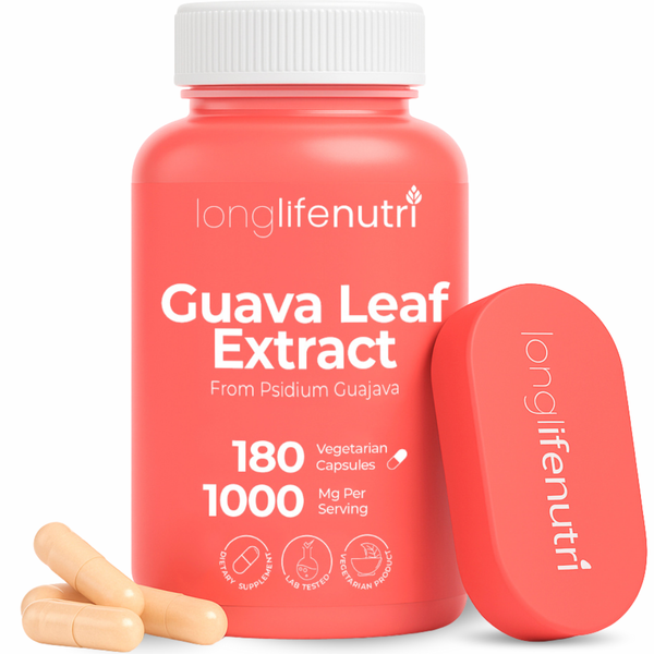 Guava Leaf Extract 1000mg - 180 Vegetarian Capsules, From Psidium Guajava