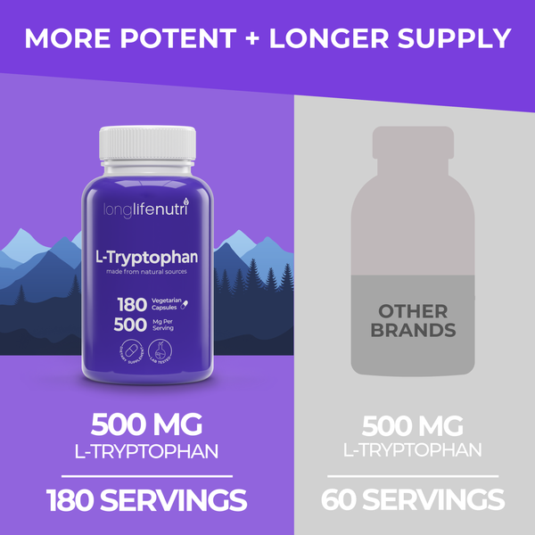 L-Tryptophan 500 mg - 180 Vegetarian Capsules