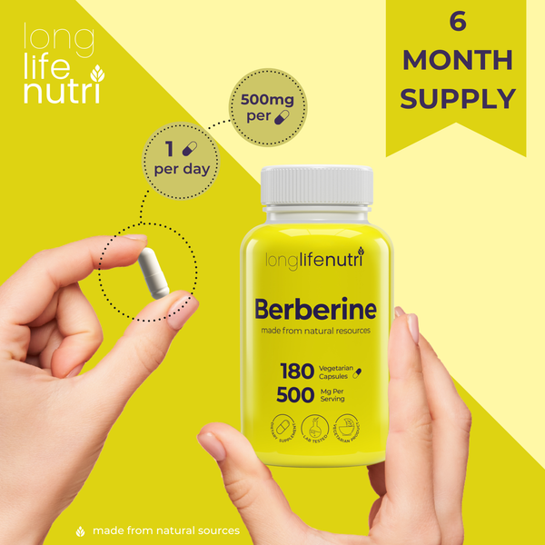 Berberine HCL 500 mg - 180 Vegetarian Capsules