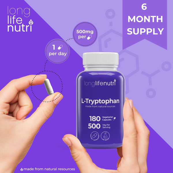 L-Tryptophan 500 mg - 180 Vegetarian Capsules