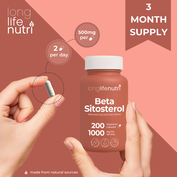 Beta Sitosterol 1000mg - 200 Vegetarian Capsules, Phytosterols Supplement