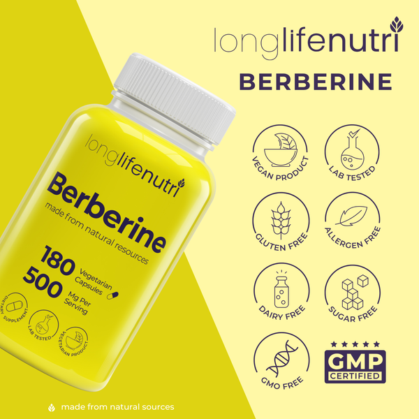 Berberine HCL 500 mg - 180 Vegetarian Capsules
