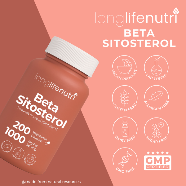 Beta Sitosterol 1000mg - 200 Vegetarian Capsules, Phytosterols Supplement
