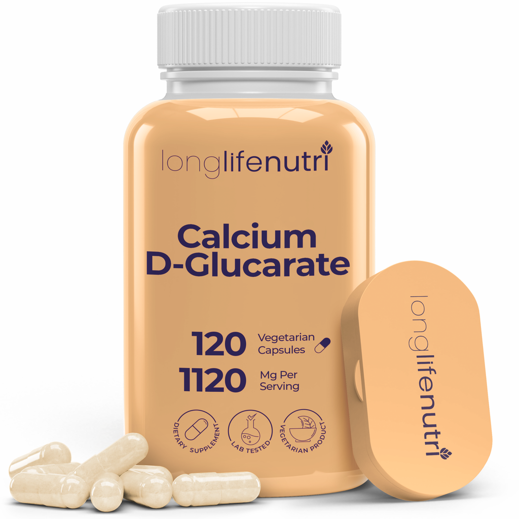 Calcium D-Glucarate 1120mg - 120 Vegetarian Capsules for Detox Support