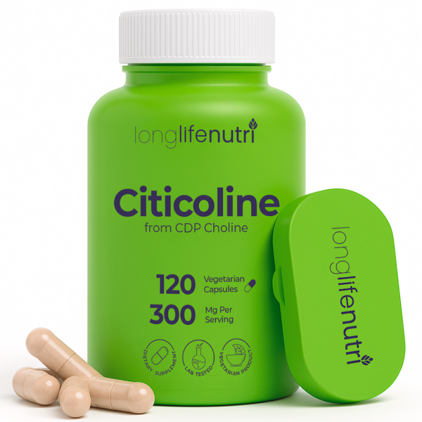 Citicoline 300mg - 120 Vegetarian Capsules, CDP Choline for Brain Performance