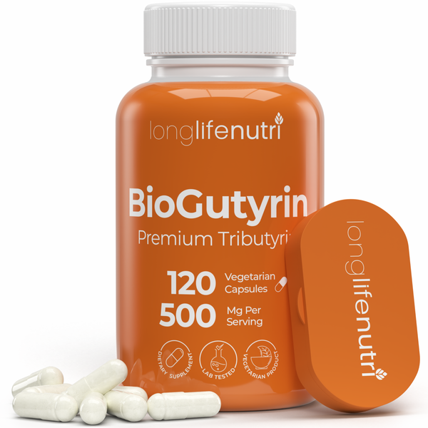 Tributyrin 500mg – 120 Vegetarian Capsules, Butyric Acid for Butyrate Production