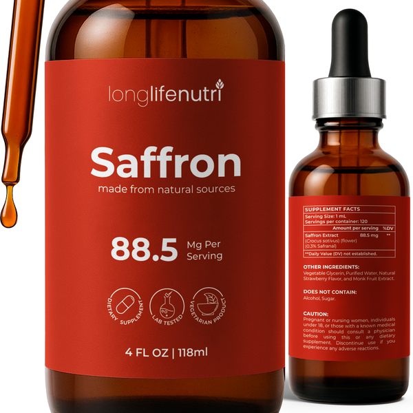 Saffron Extract 88.5mg - 4 Fl Oz Liquid Supplement, Botanical Wellness Made Easy For Busy Routines