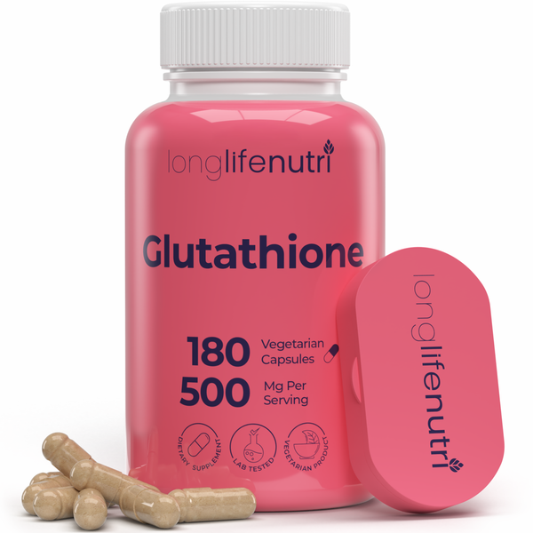 Reduced Glutathione 500mg – 180 Vegetarian Capsules, Natural Antioxidant