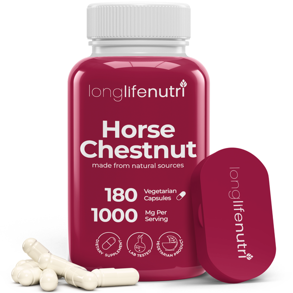 Horse Chestnut 500mg - 180 Vegetarian Capsules for Daily Wellness & Circulation