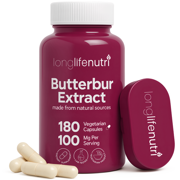 Butterbur Extract 100mg - 180 Vegetarian Capsules for Head Comfort & Neural Calm