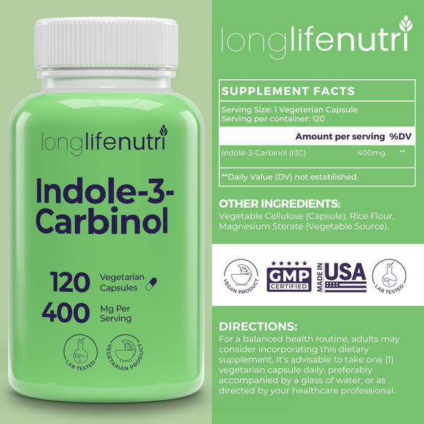 Indole 3 Carbinol 400mg - 120 Vegetarian Capsules
