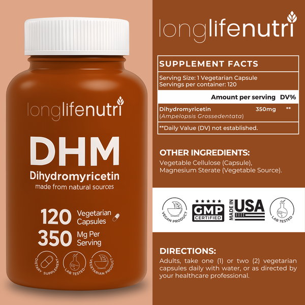 Dihydromyricetin 350mg - 120 Vegetarian Capsules, Supplement for Daily Detox