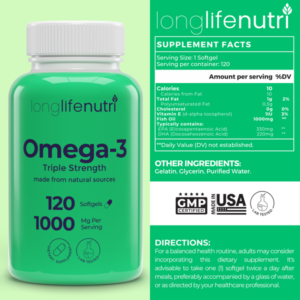 Omega 3 Fish Oil 1000 mg - 120 Softgels