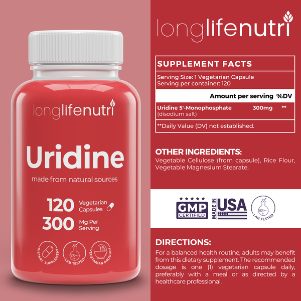 Uridine Monophosphate 300 mg - 120 Vegetarian Capsules