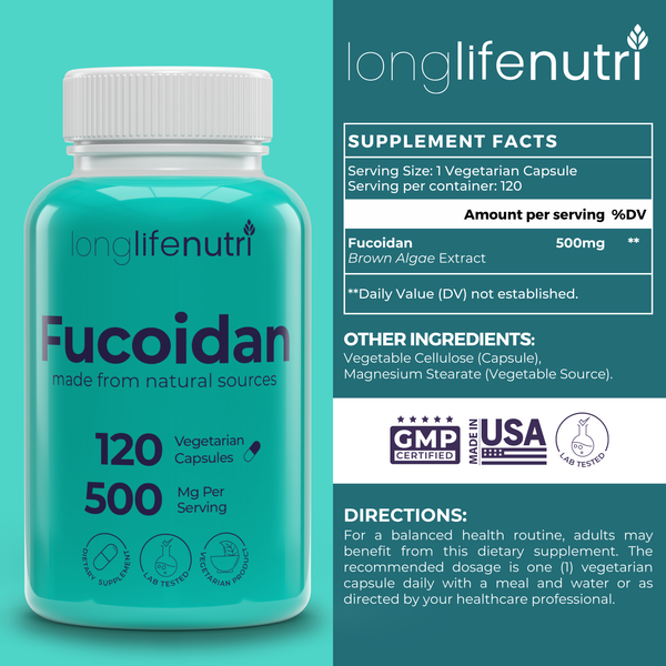 Fucoidan 500mg - 120 Vegetarian Capsules, Brown Seaweed Extract