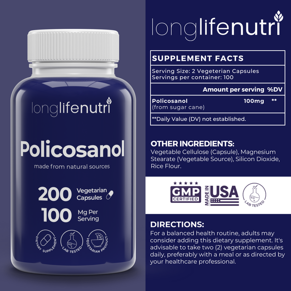 Policosanol 100mg - 200 Vegetarian Capsules