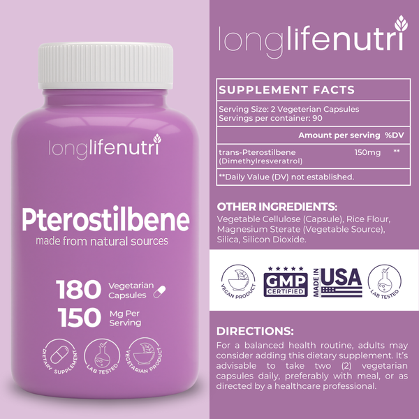 Pterostilbene 150mg - 180 Vegetarian Capsules