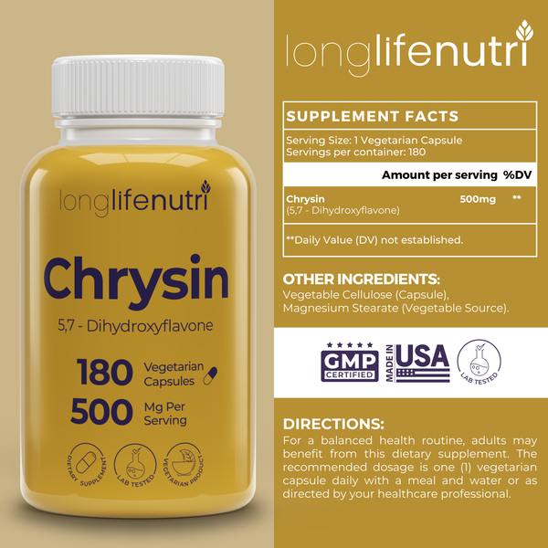 Chrysin 500mg – 180 Vegetarian Capsules, from Passion Flower