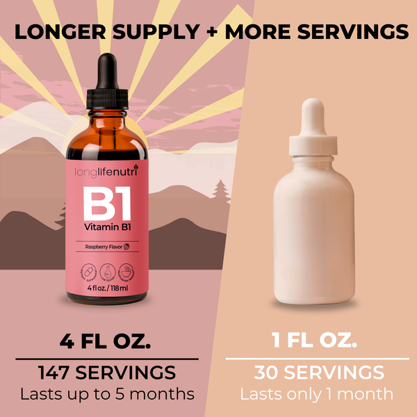 Vitamin B1 Liquid Drops -  4 FL OZ Thiamine Mononitrate Organic Supplement