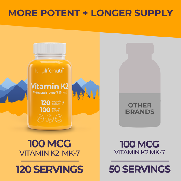 Vitamin K2 MK-7 100 Mcg - 120 Veggie Capsules