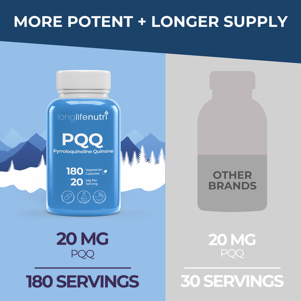 PQQ 20 mg - 180 Vegetarian Capsules, Supplement for Daily Energy