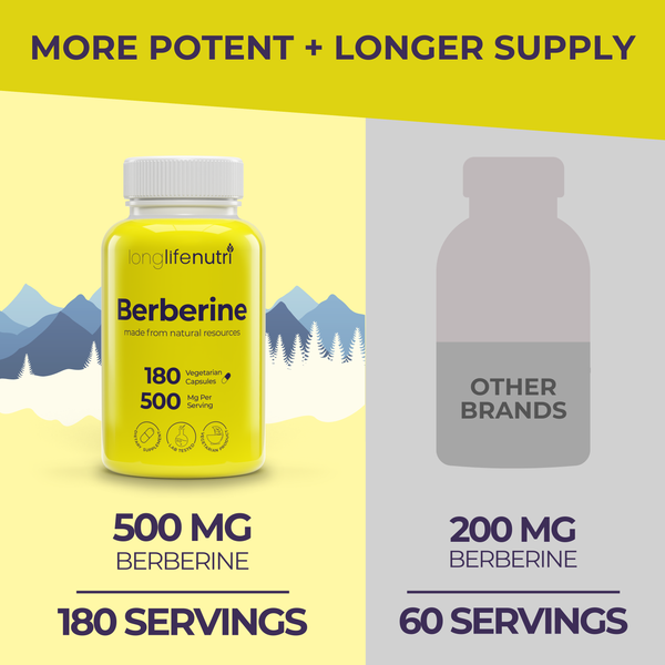 Berberine HCL 500 mg - 180 Vegetarian Capsules