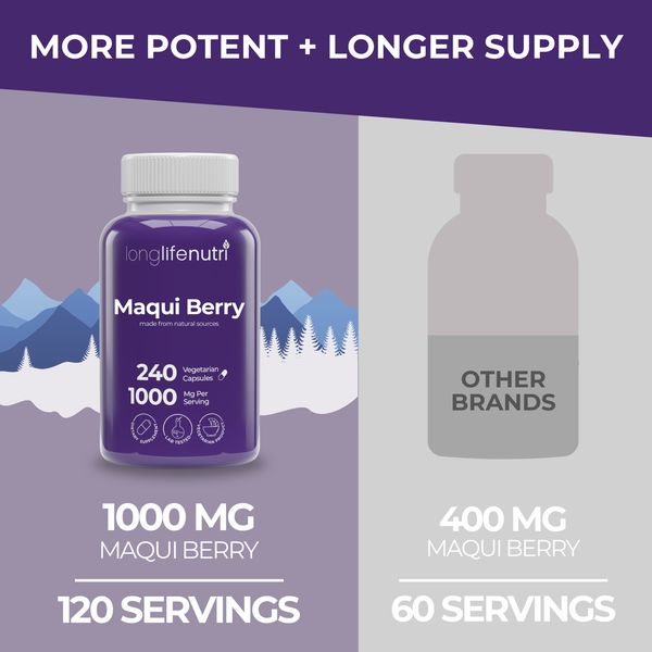 Maqui Berry 1000mg - 240 Vegetarian Capsules, High ORAC Superfood