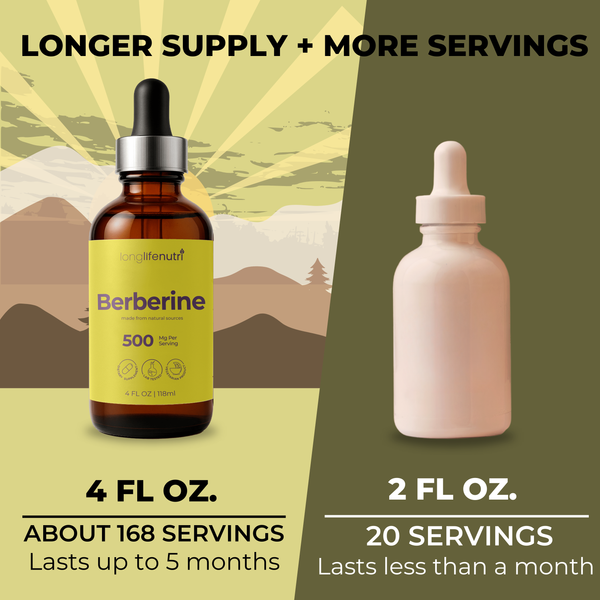 Berberine Liquid - 4 FL OZ for Gut Balance & Natural Energy, Raspberry Flavor