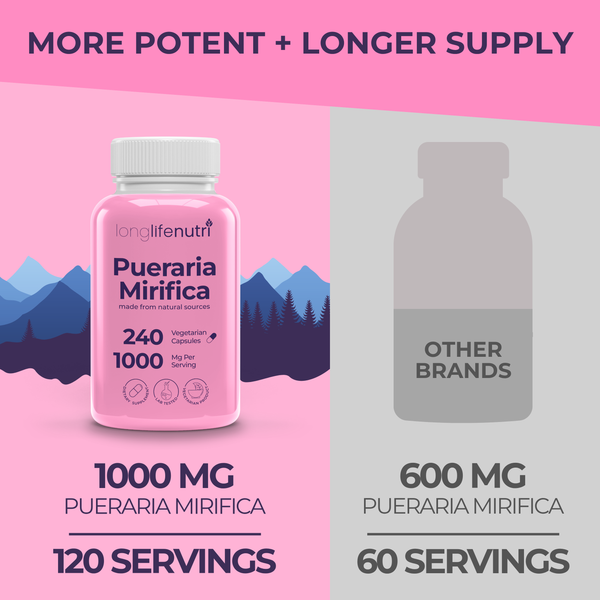 Pueraria Mirifica 1000mg – 240 Vegetarian Capsules, 4-Month Supply, Made in USA