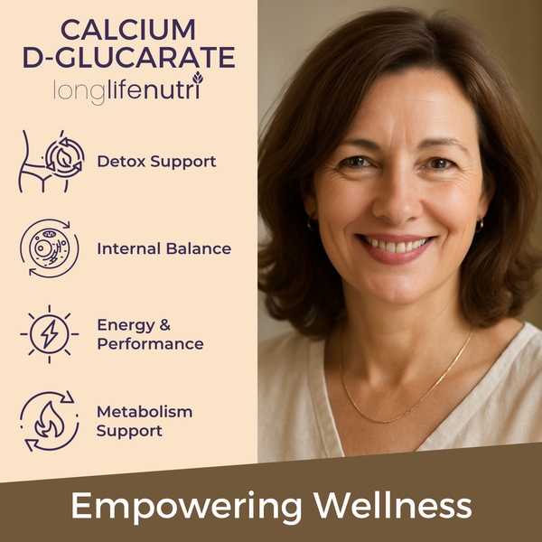 Calcium D-Glucarate 1120mg - 120 Vegetarian Capsules for Detox Support