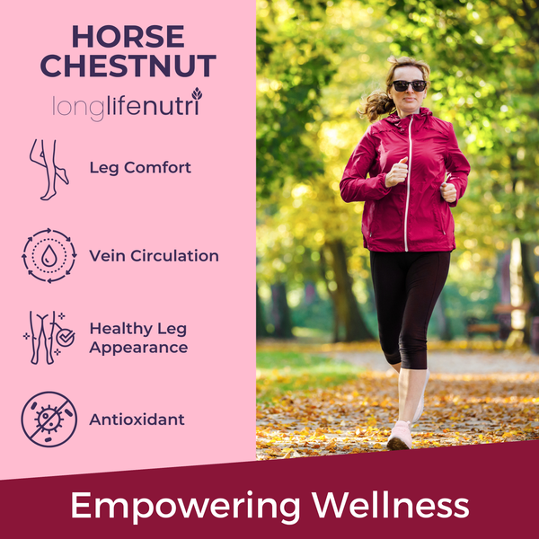 Horse Chestnut 500mg - 180 Vegetarian Capsules for Daily Wellness & Circulation