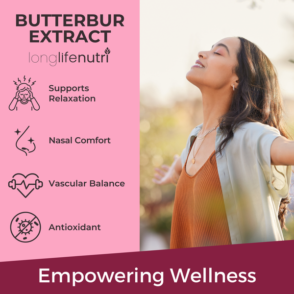 Butterbur Extract 100mg - 180 Vegetarian Capsules for Head Comfort & Neural Calm