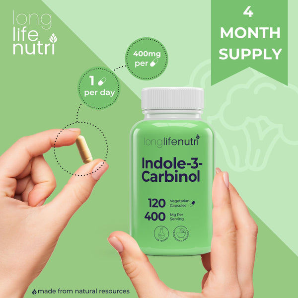 Indole 3 Carbinol 400mg - 120 Vegetarian Capsules