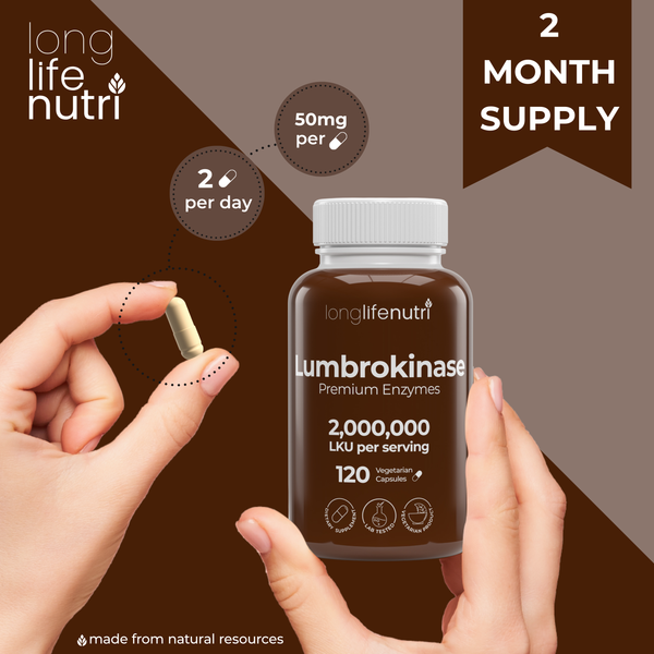 Lumbrokinase 100mg  – Maximum Activity 2,000,000 Units Per Serving