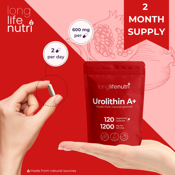 Urolithin A+ 1200mg - 120 Vegetarian Capsules, 2-Month Supply
