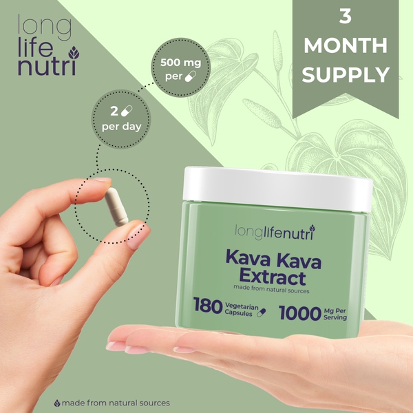 Kava Kava 1000mg - 180 Vegetarian Capsules