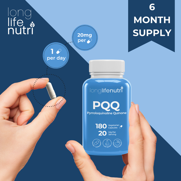 PQQ 20 mg - 180 Vegetarian Capsules, Supplement for Daily Energy