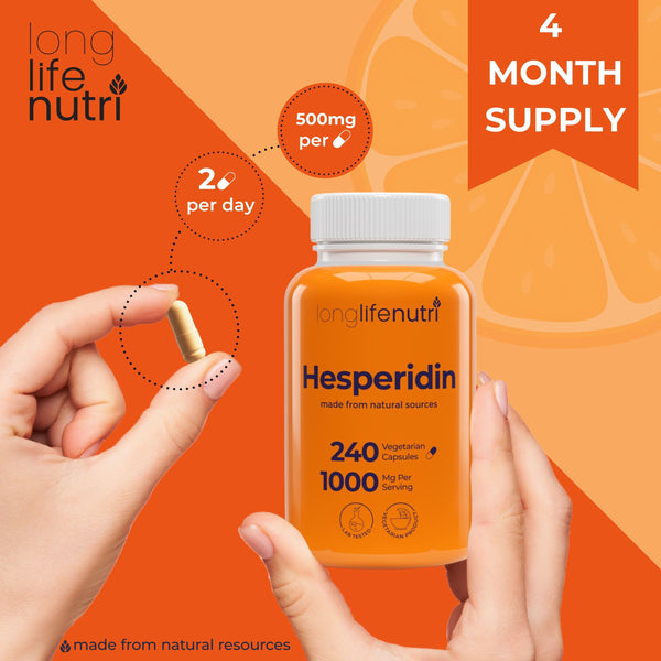 Hesperidin 1000mg for Cardiovascular Health, 4-Month Supply, Made in USA