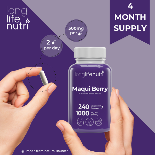 Maqui Berry 1000mg - 240 Vegetarian Capsules, High ORAC Superfood