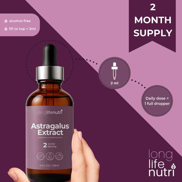Astragalus Extract Liquid Drops - 4 FL OZ for Energy & Vitality, GMP Certified