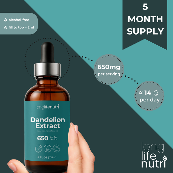 Dandelion Extract Drops - 4 FL OZ for Natural Digestion & General Wellness