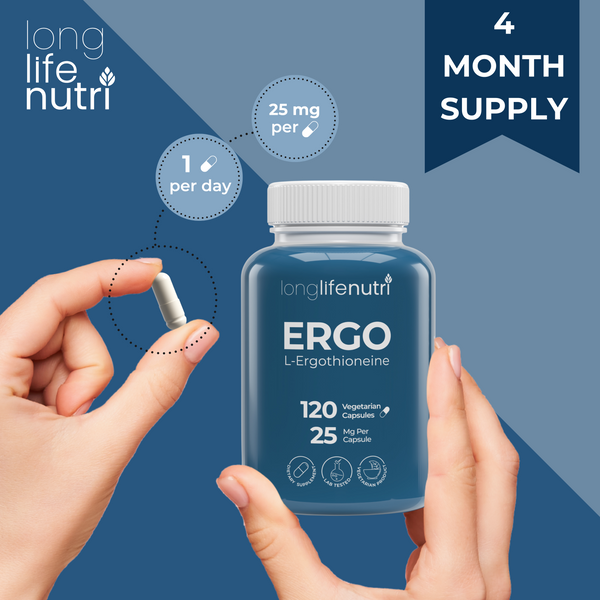 L-Ergothioneine 25mg - 4-Month Supply, Made in USA