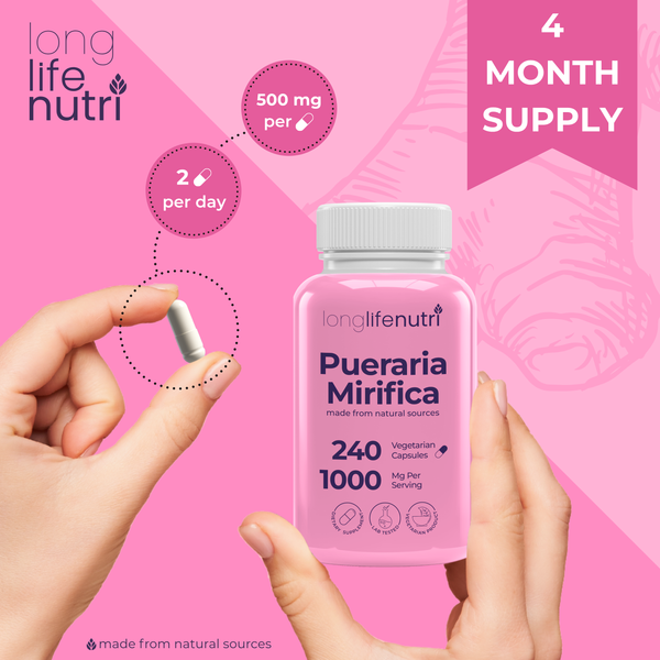 Pueraria Mirifica 1000mg – 240 Vegetarian Capsules, 4-Month Supply, Made in USA