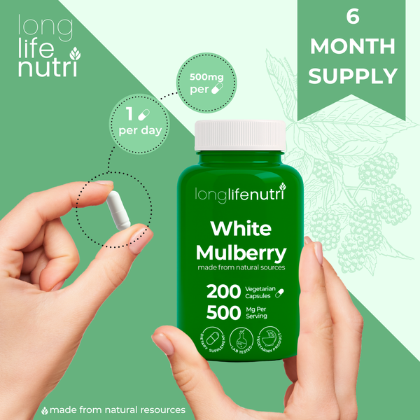 White Mulberry Leaf Extract 2,500mg - 200 Vegetarian Capsules