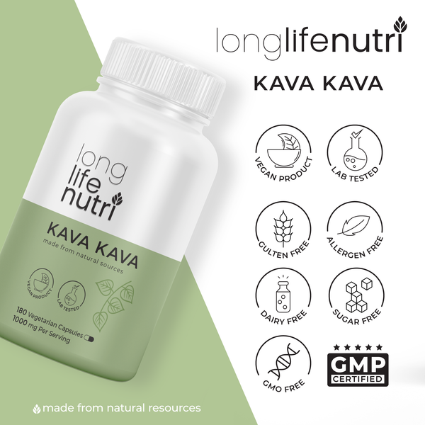 Kava Kava 1000mg - 180 Vegetarian Capsules LongLifeNutri