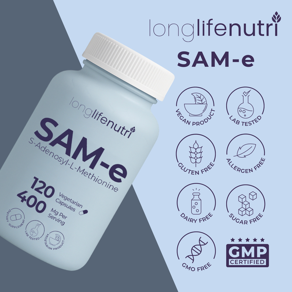 SAM-e Supplement 400mg - 120 Vegetarian Capsules, For Mobility & Flexibility