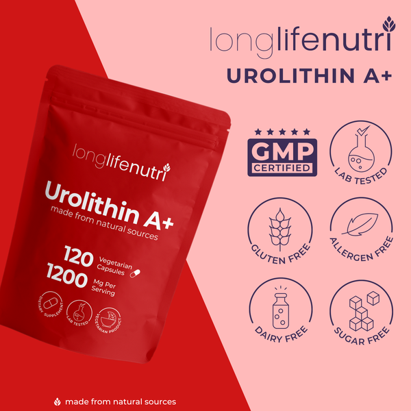 Urolithin A+ 1200mg - 120 Vegetarian Capsules, 2-Month Supply