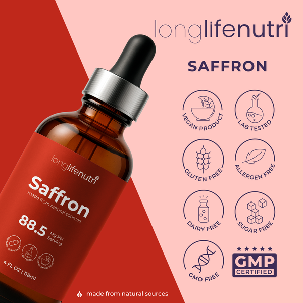 Saffron Extract 88.5mg - 4 Fl Oz Liquid Supplement, Botanical Wellness Made Easy For Busy Routines