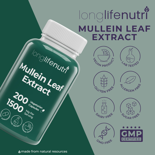 Mullein Leaf 1,500mg - 200 Vegetarian Capsules