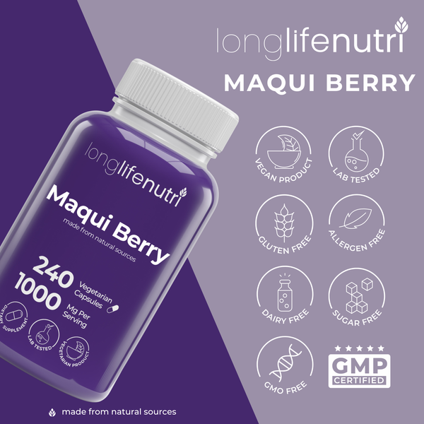 Maqui Berry 1000mg - 240 Vegetarian Capsules, High ORAC Superfood
